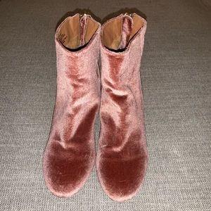 Steve Madden pink velvet booties
